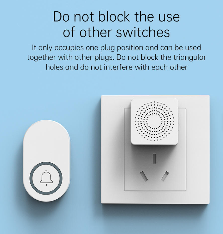 Smart Wireless Doorbell Mini Size, USB Plugin, Waterproof IP44, 38 Chimes, 150m Long Distance