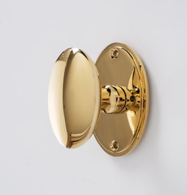 Polished Gold Solid Brass Oval Door Knob Interior Door Handle for Bedroom Bathroom