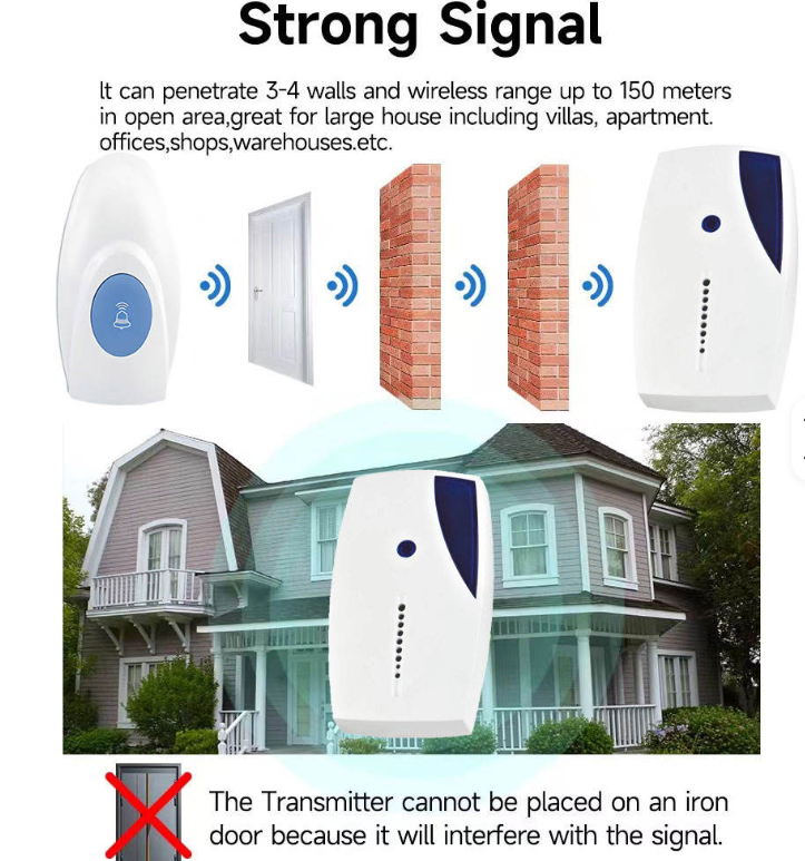 New Arrival Waterproof Doorchimes Manufacturer Home Wireless Doorbell Battery Ring Door Bell